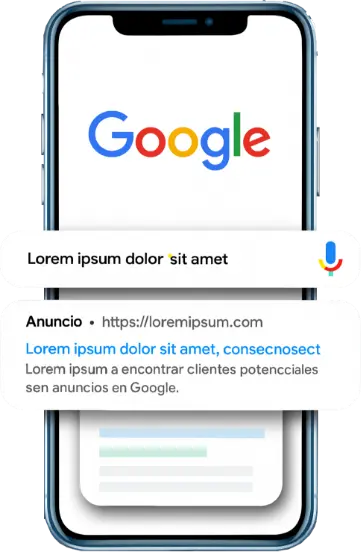 Ejemplo visual de search and performance ads sobre interfaz móvil de búsqueda.